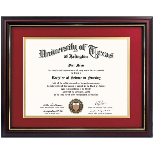 Certificate Document Diploma Real Wood Frame with Mat for 8.5" x 11" - 13 Colors Available