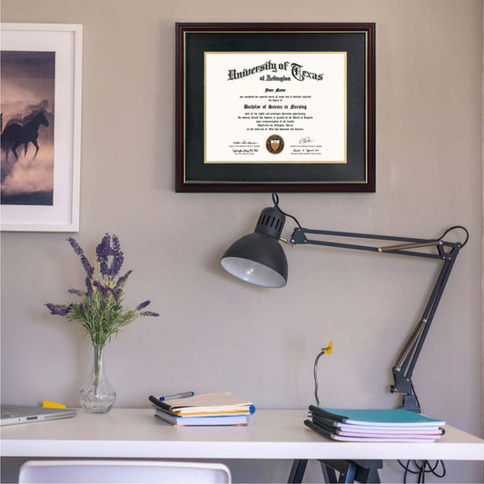 Certificate Document Diploma Real Wood Frame with Mat for 11" x 14" - 2 Colors Available