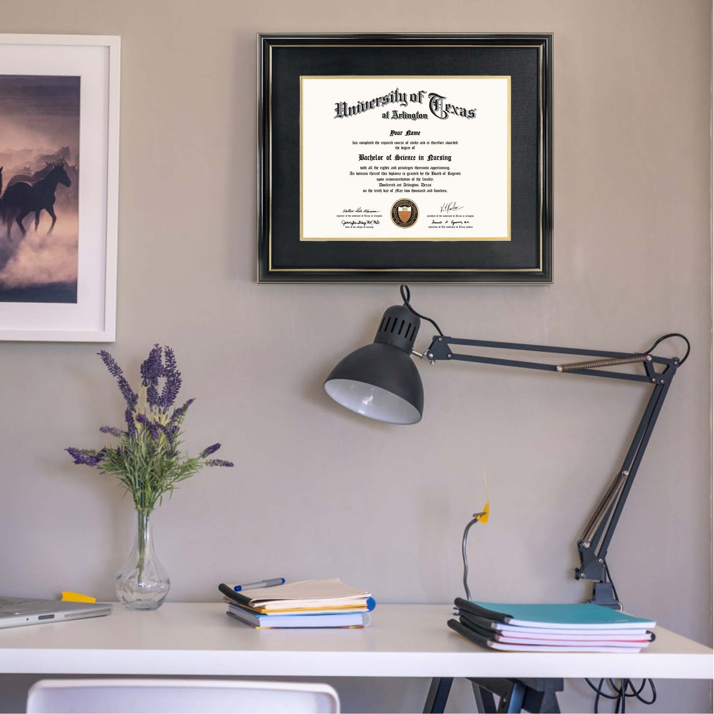 Certificate Document Diploma Real Wood Frame with Mat for 11" x 14" - 2 Colors Available