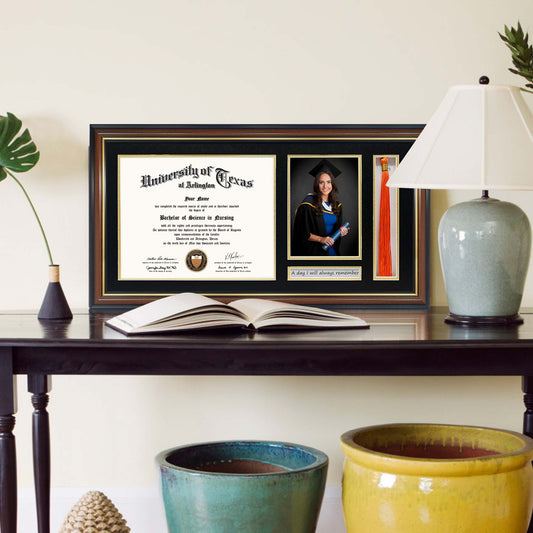 Certificate Document Diploma Picture Real Wood Frame with Tassel Holder for 8.5" x 11"