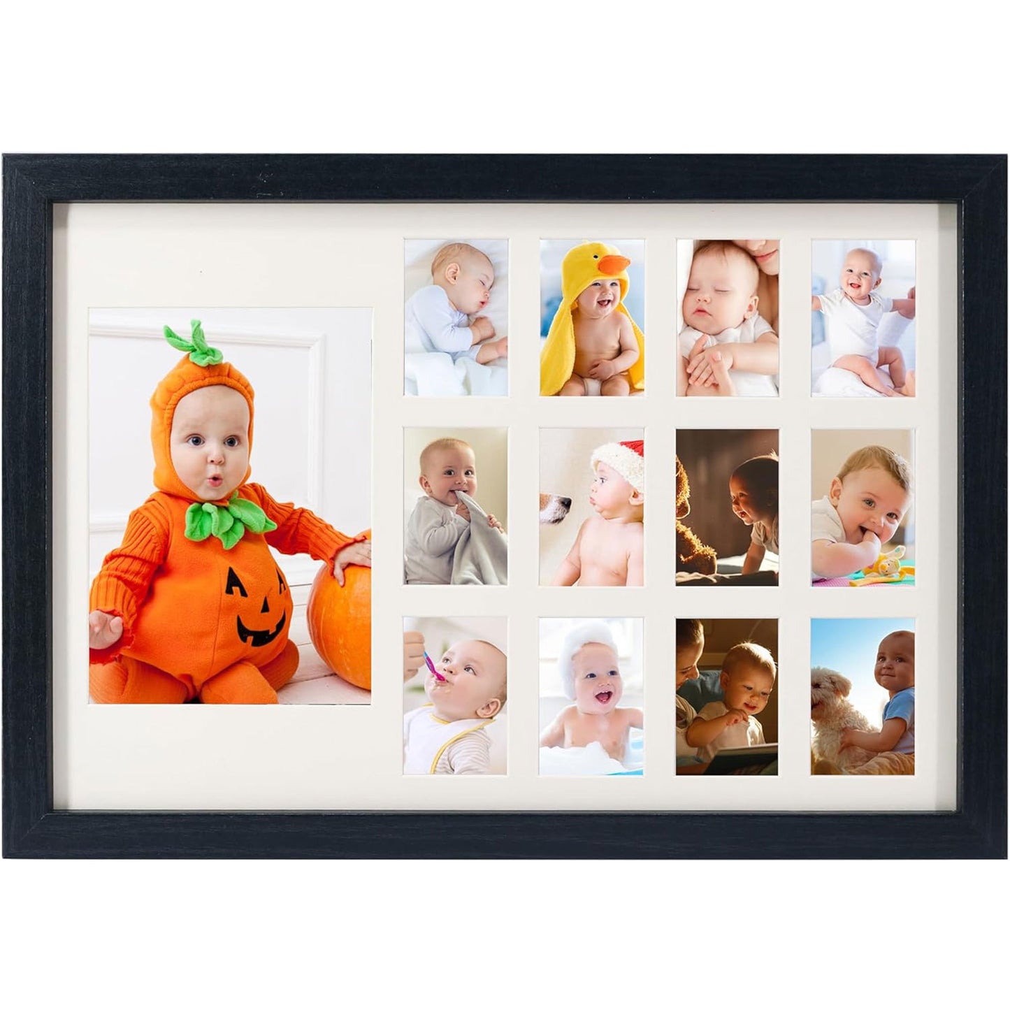 Graduation School Years K-12 Day Collage Wood with Double White Mat Photo Horizontal Frame - 2 Colors Available