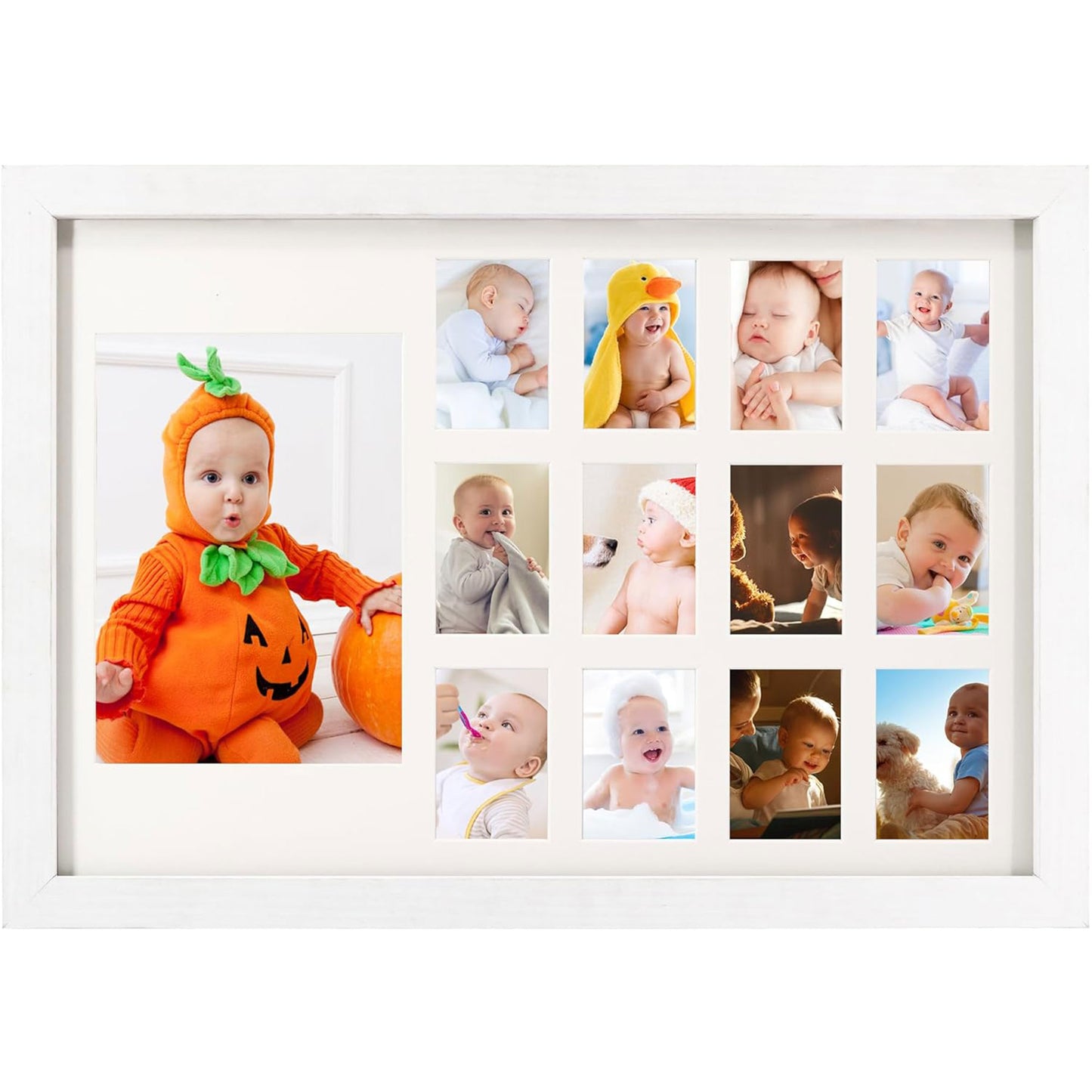 Graduation School Years K-12 Day Collage Wood with Double White Mat Photo Horizontal Frame - 2 Colors Available