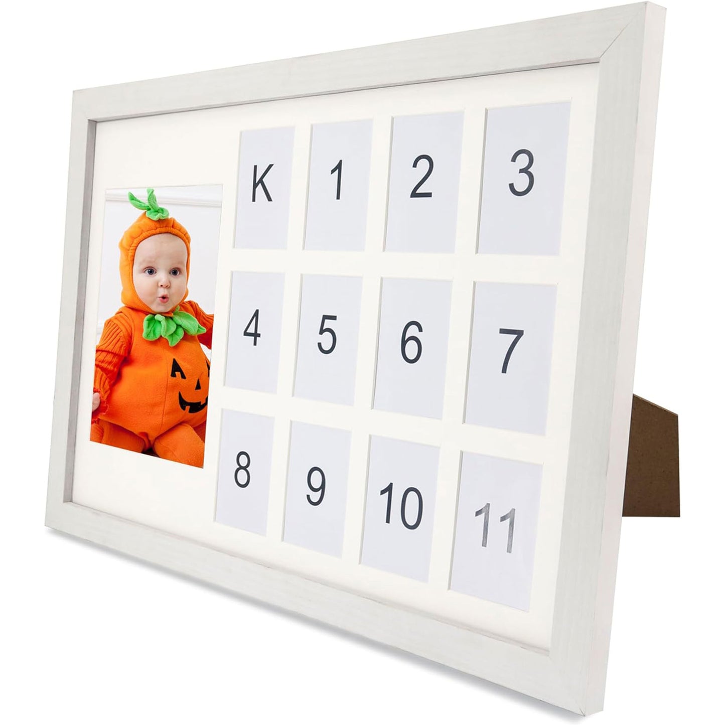 Graduation School Years K-12 Day Collage Wood with Double White Mat Photo Horizontal Frame - 2 Colors Available