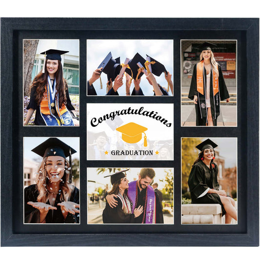 Graduation Photo Collage Frame Multi-Year School Picture Frame with 7 Openings 4X6 Pictures