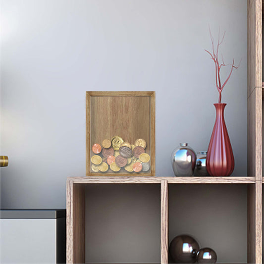 Shadow Box Frame Carbonized Black Wood Collection Case With Slot on top - 2 Sizes Available