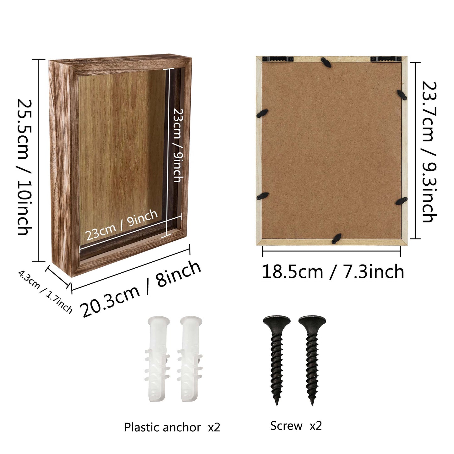 Shadow Box Frame Carbonized Black Wood Collection Case With Slot on top - 2 Sizes Available