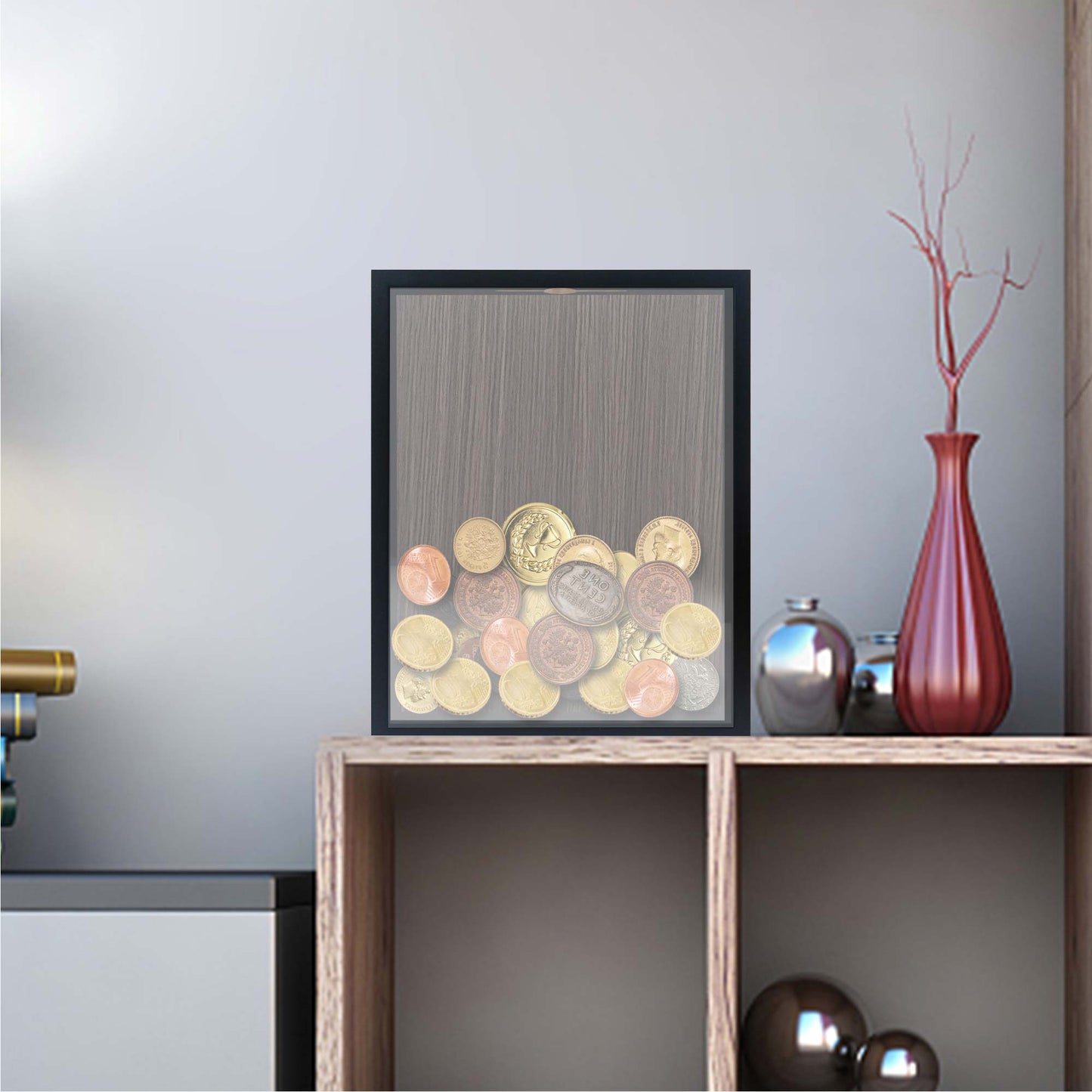 Shadow Box Frame Wood Collection Case With Slot on top - 4 Sizes Available