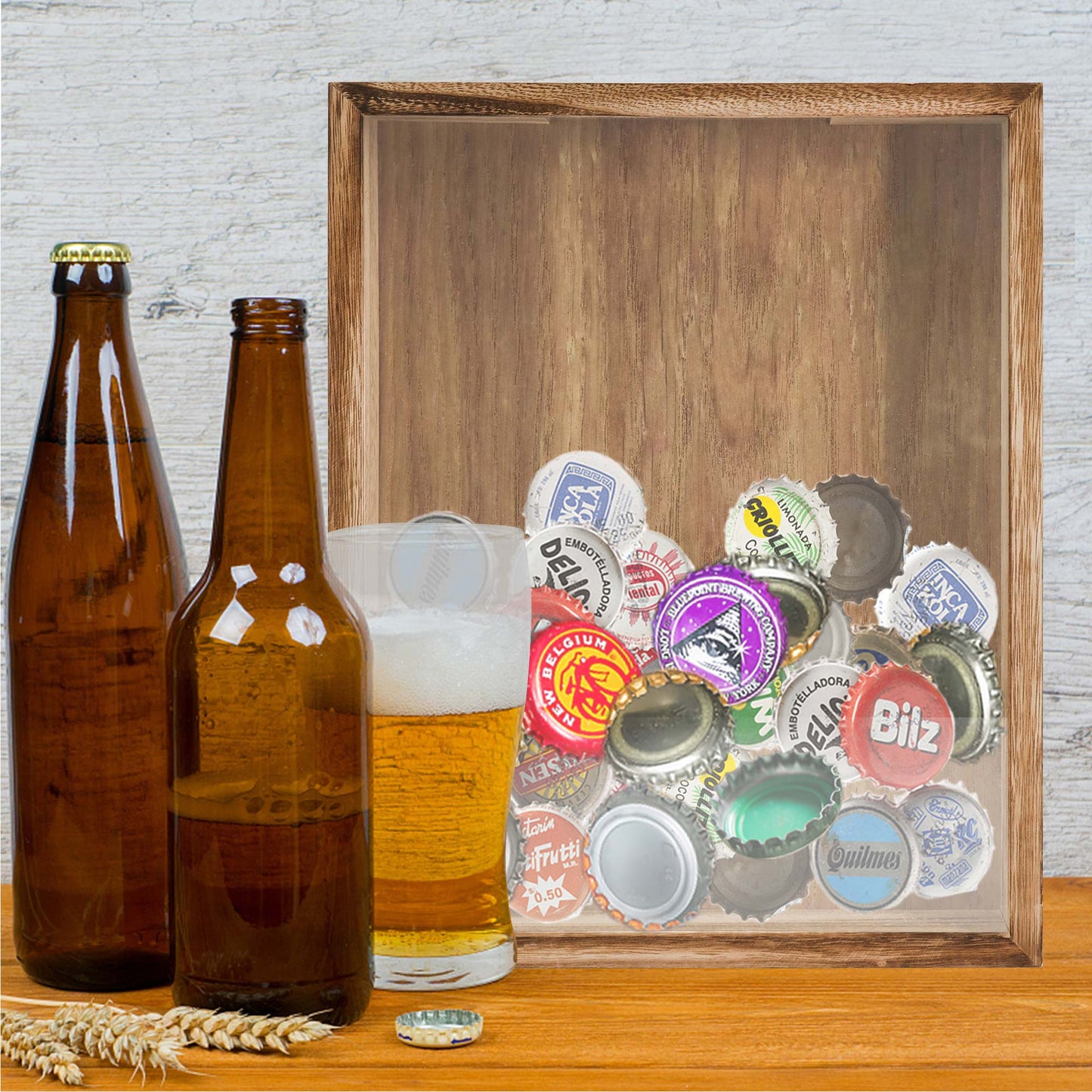 Shadow Box Frame Carbonized Black Wood Collection Case With Slot on top - 2 Sizes Available