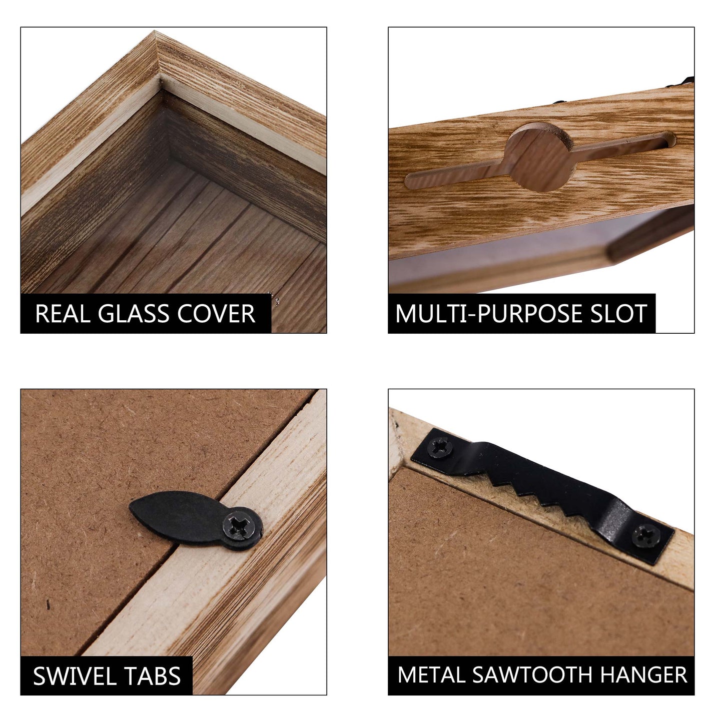 Shadow Box Frame Carbonized Black Wood Collection Case With Slot on top - 2 Sizes Available