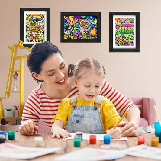 Black Front Opening Kids Artwork Display Frame for 50+ Pictures - 8.5x11