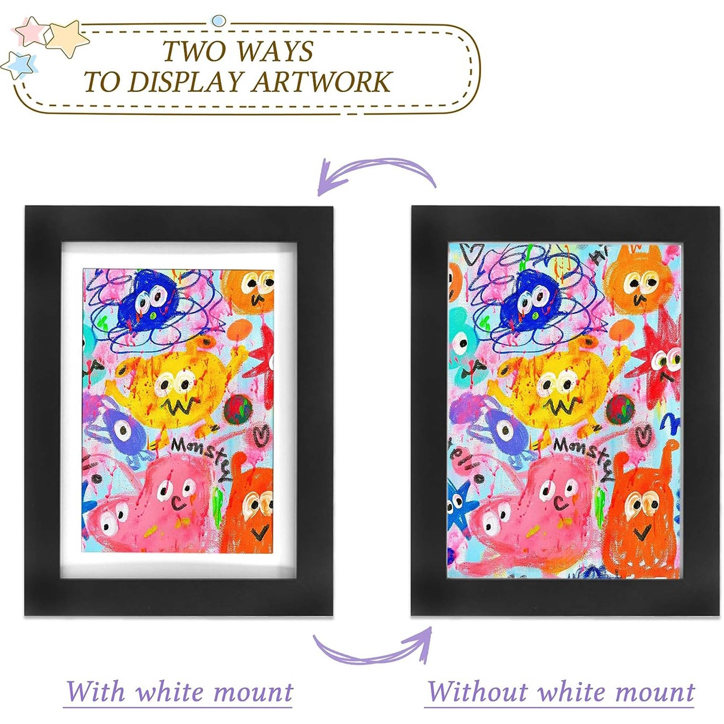 Black Front Opening Kids Artwork Display Frame for 50+ Pictures - 8.5x11