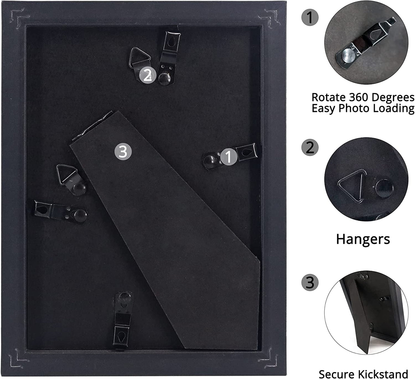 Photo Frame Black with High Definition Glass, Pack of 2 - 4 Sizes Available