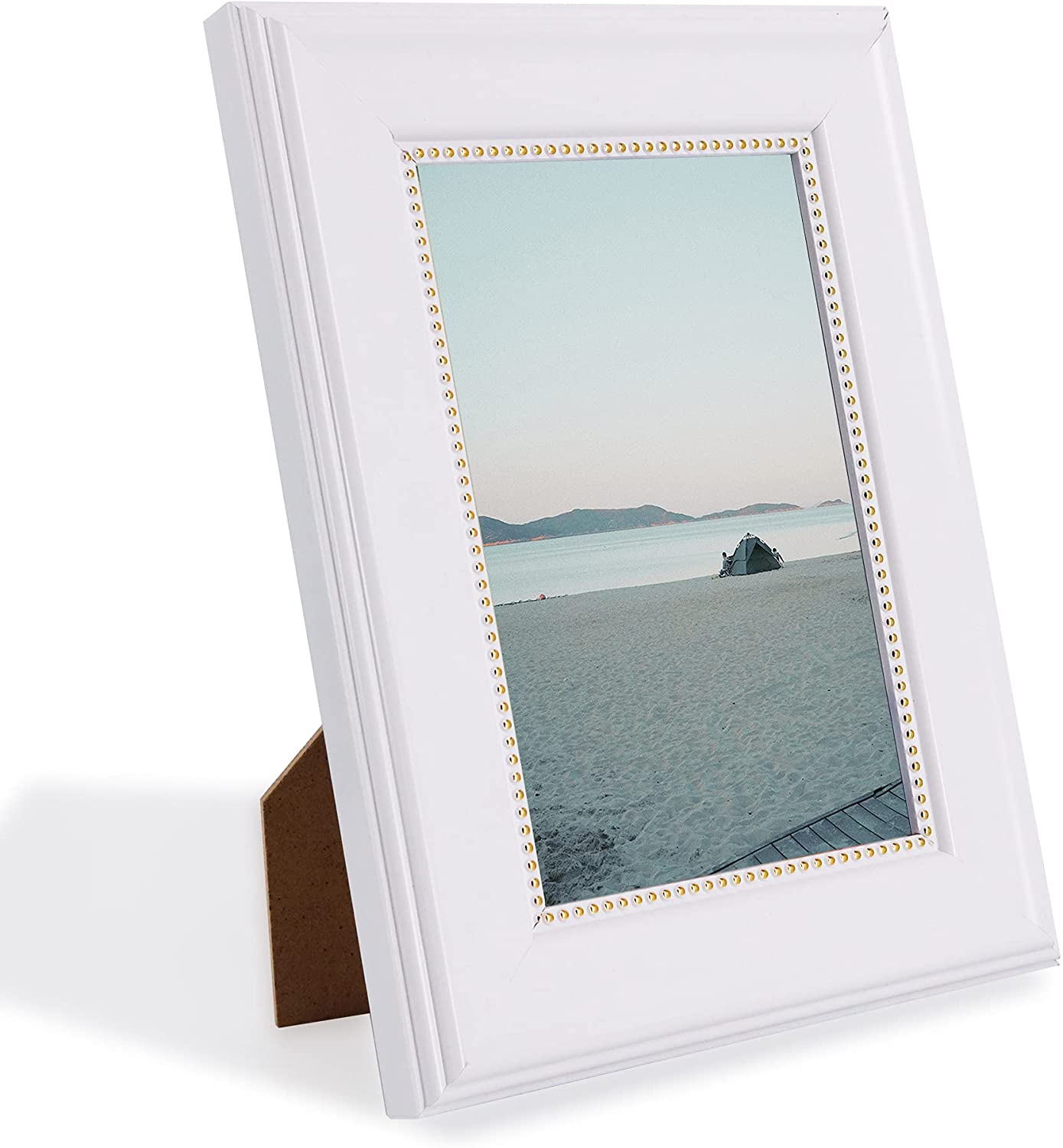 White Picture Frame Photo Display with Gold Beading pack of 2 - 3 Sizes Available