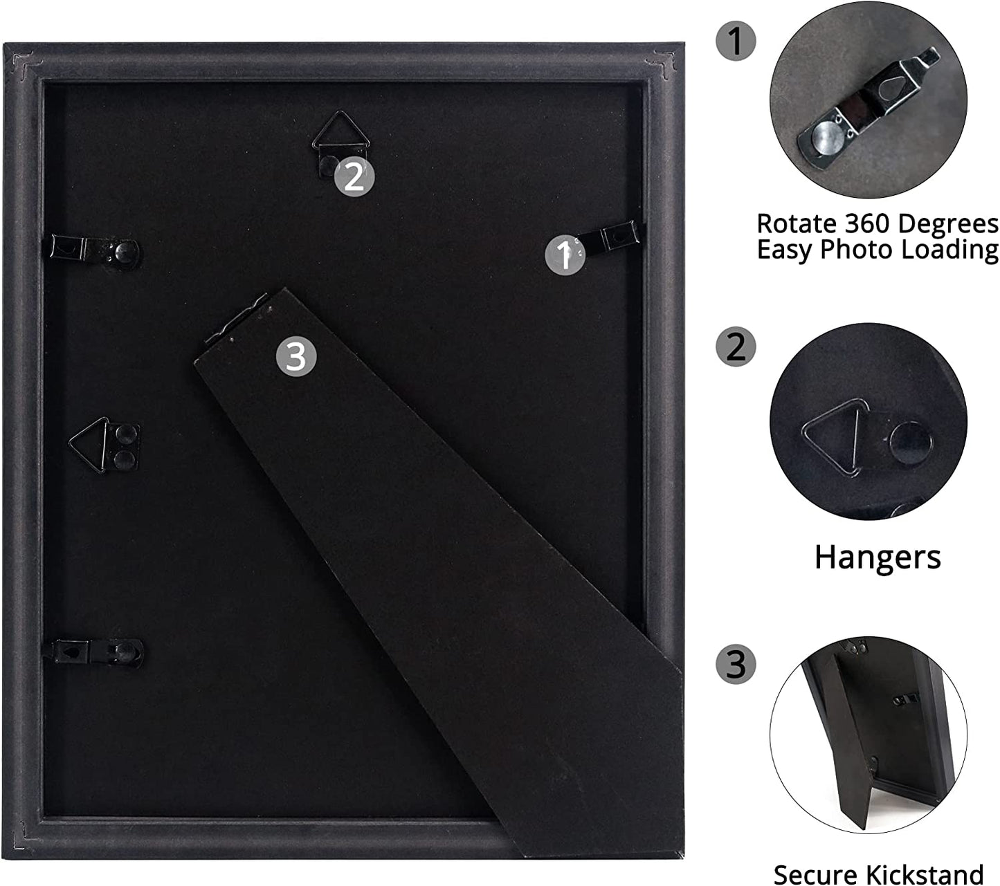 Photo Frame Black with High Definition Glass, Pack of 2 - 4 Sizes Available