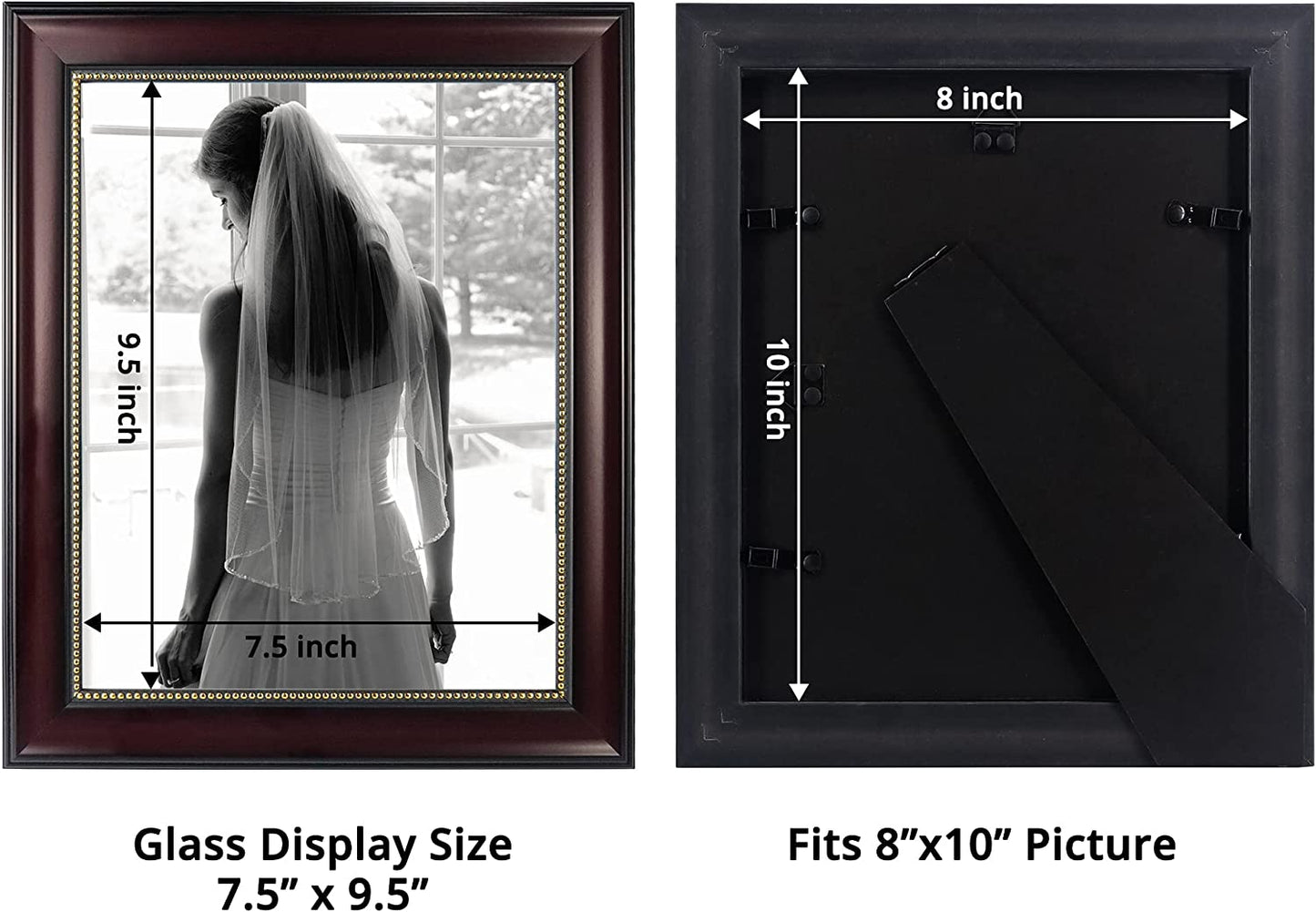 Mahogany Picture Frame Photo Display with Gold Beading pack of 2 - 3 Sizes Available