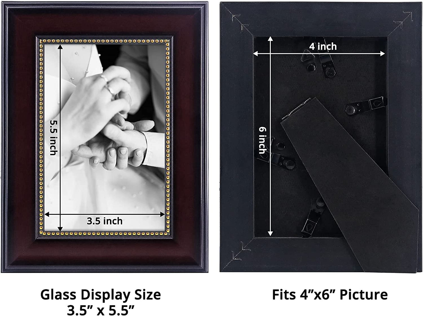 Mahogany Picture Frame Photo Display with Gold Beading pack of 2 - 3 Sizes Available