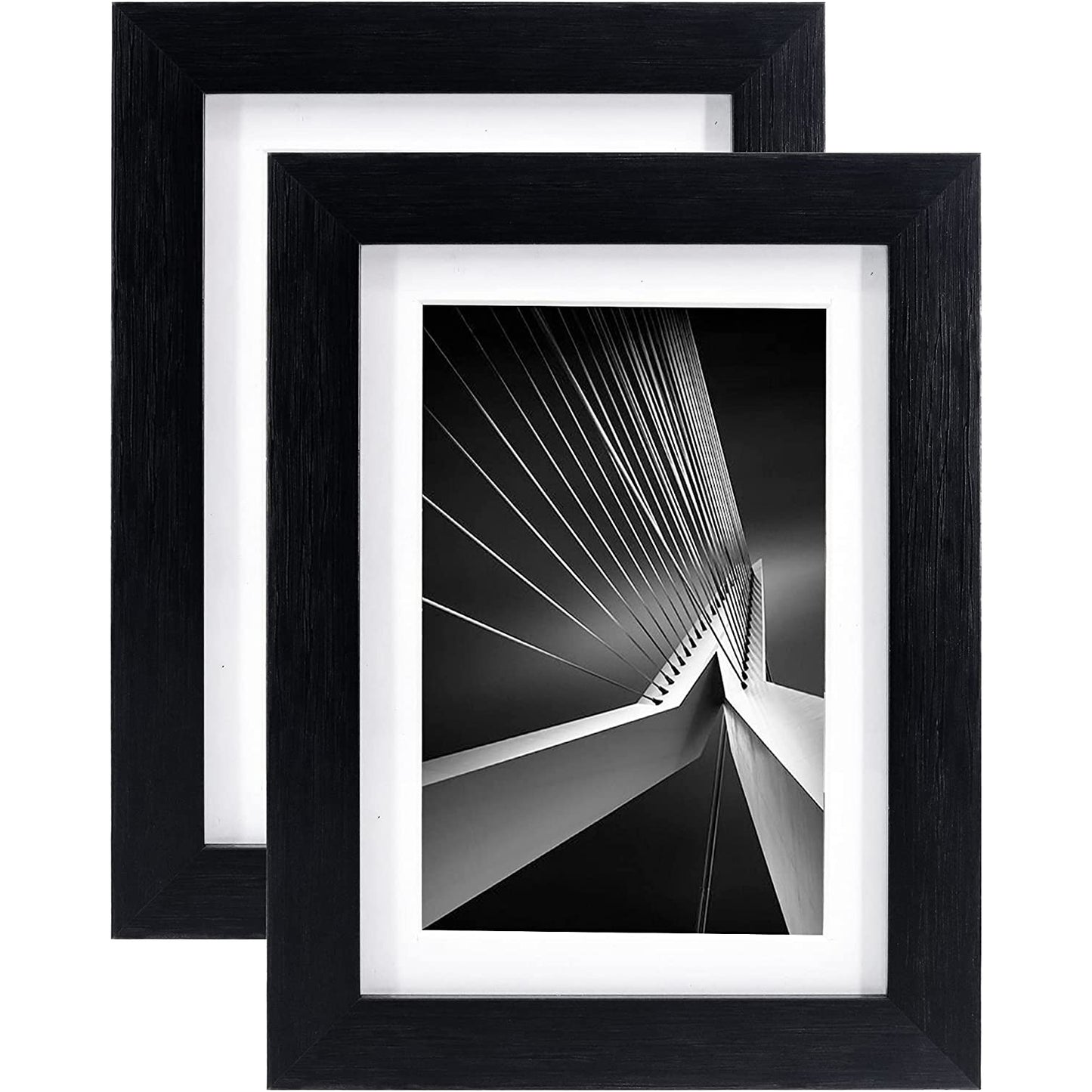 Photo Frame Black with High Definition Glass, Pack of 2 - 4 Sizes Available