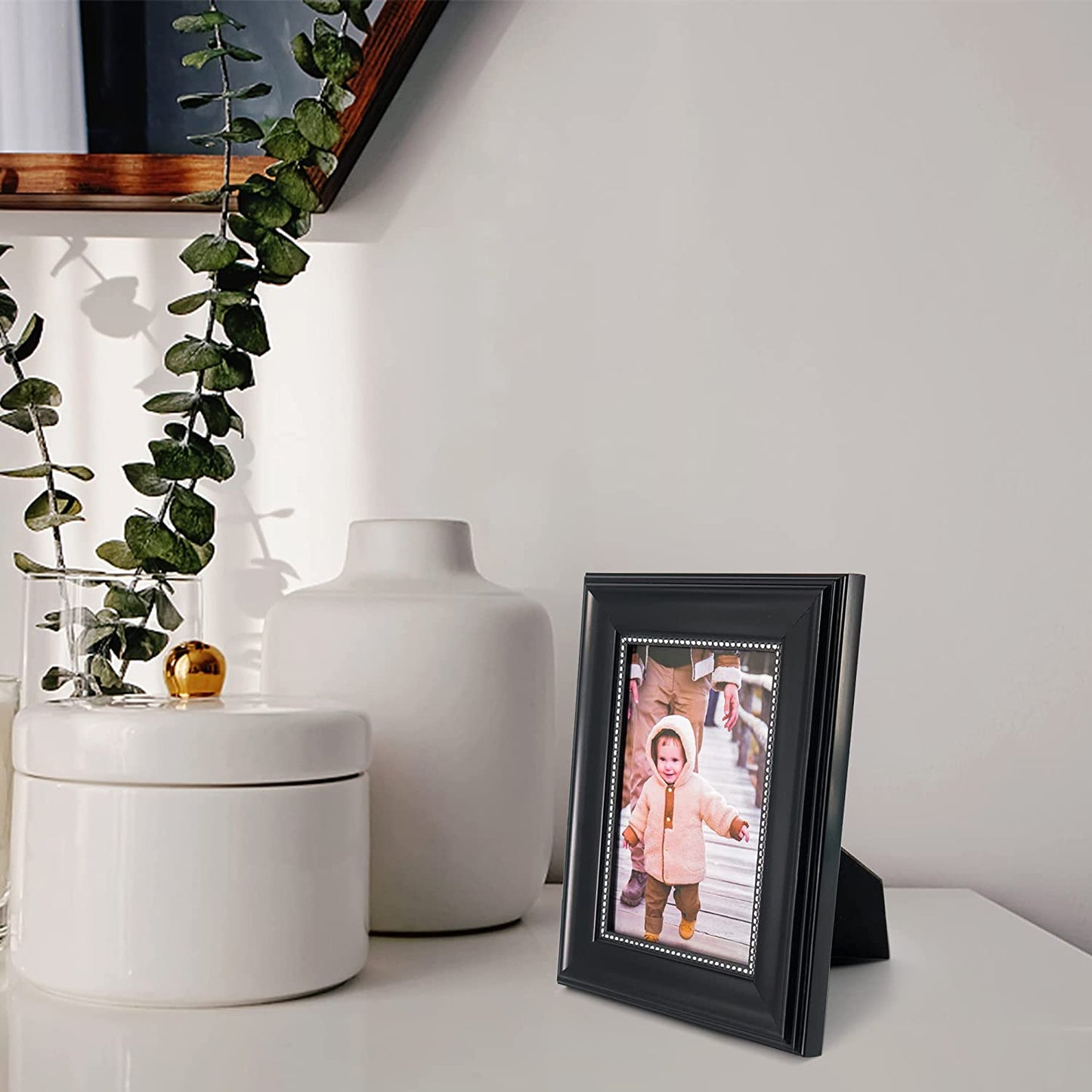 Black Picture Frame Photo Display with Silver Beading pack of 2 - 3 Sizes Available