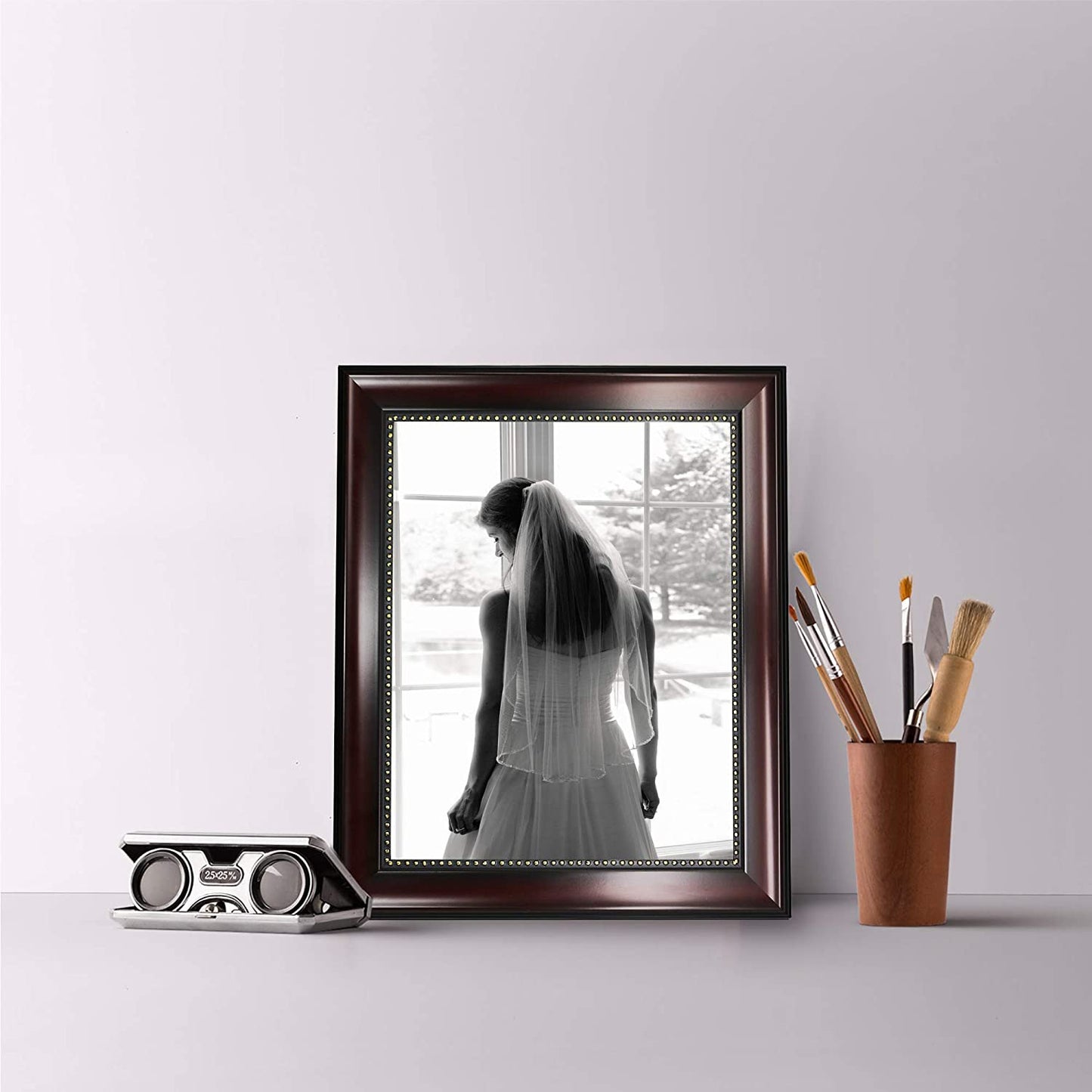 Mahogany Picture Frame Photo Display with Gold Beading pack of 2 - 3 Sizes Available
