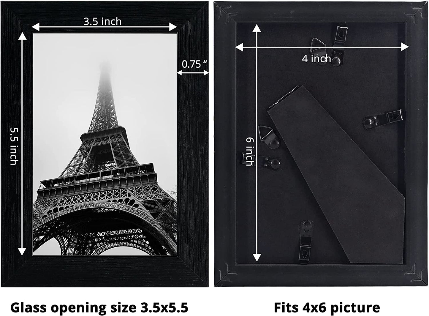 Photo Frame Black with High Definition Glass, Pack of 2 - 4 Sizes Available