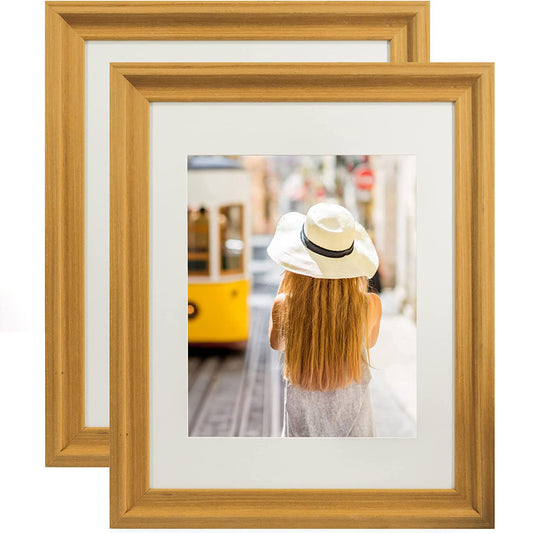 Wood Photo Frames with Real Glass for 11"×14" Pack of 2 - 3 Colors Available