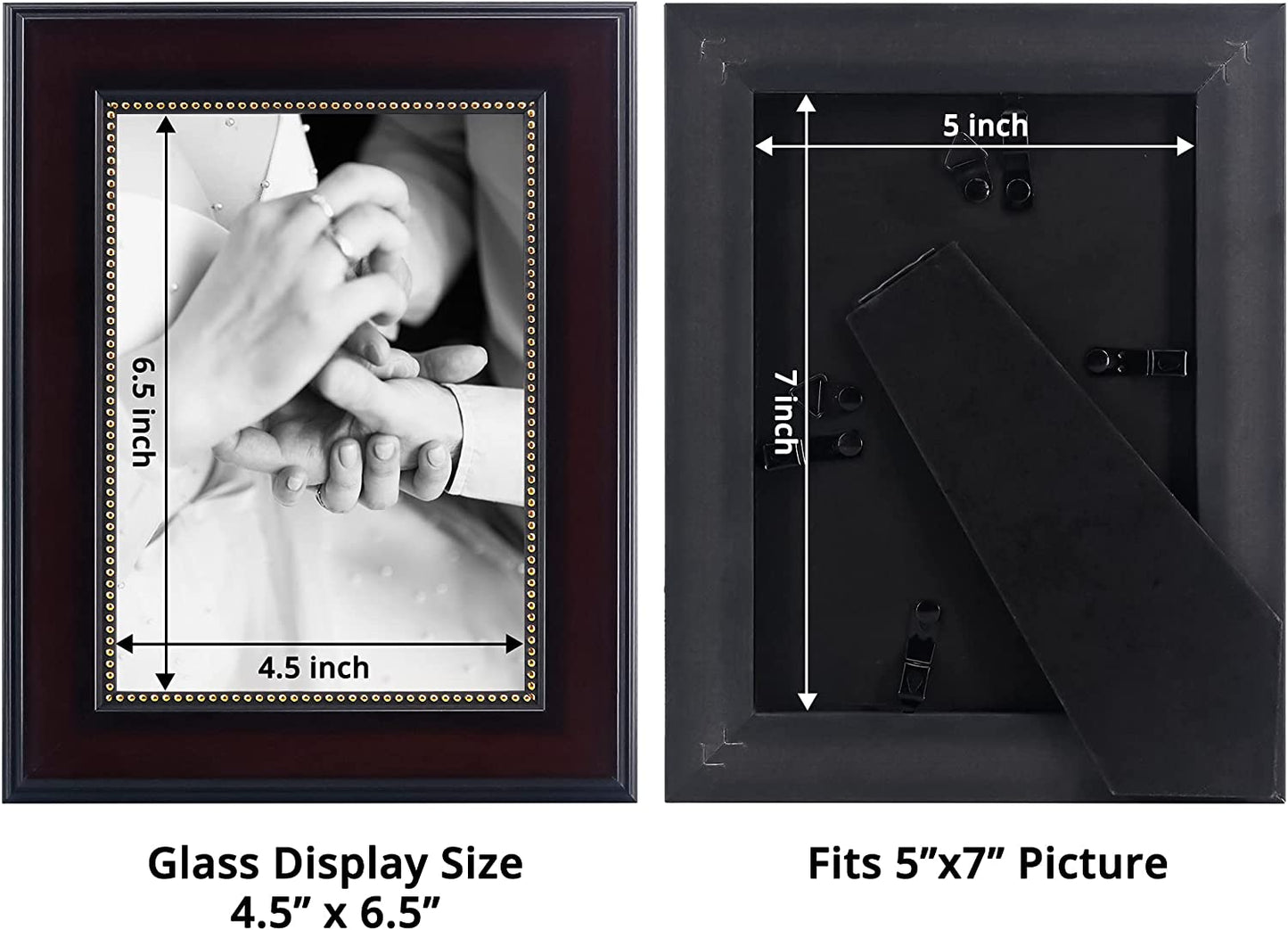 Mahogany Picture Frame Photo Display with Gold Beading pack of 2 - 3 Sizes Available