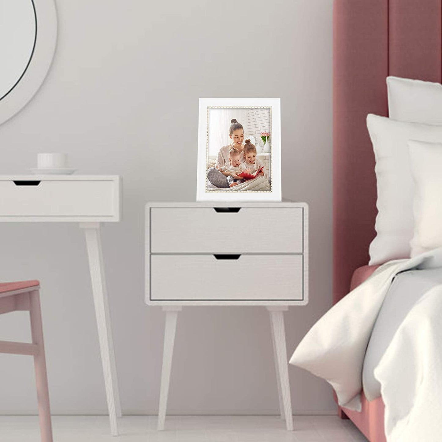 White Picture Frame Photo Display with Gold Beading pack of 2 - 3 Sizes Available