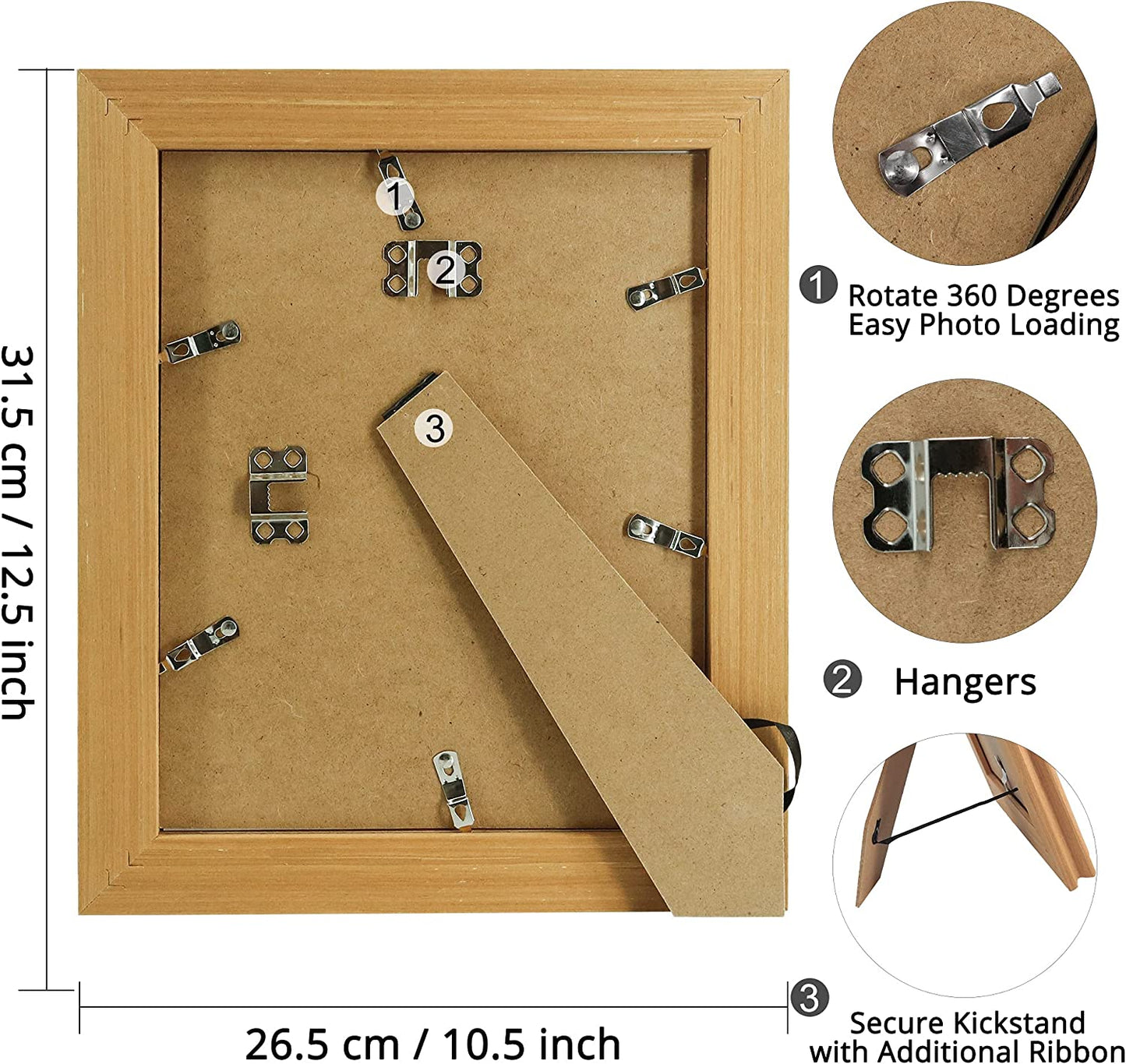 Wood Photo Frames with Real Glass for 8"×10" Pack of 2 - 3 Colors Available