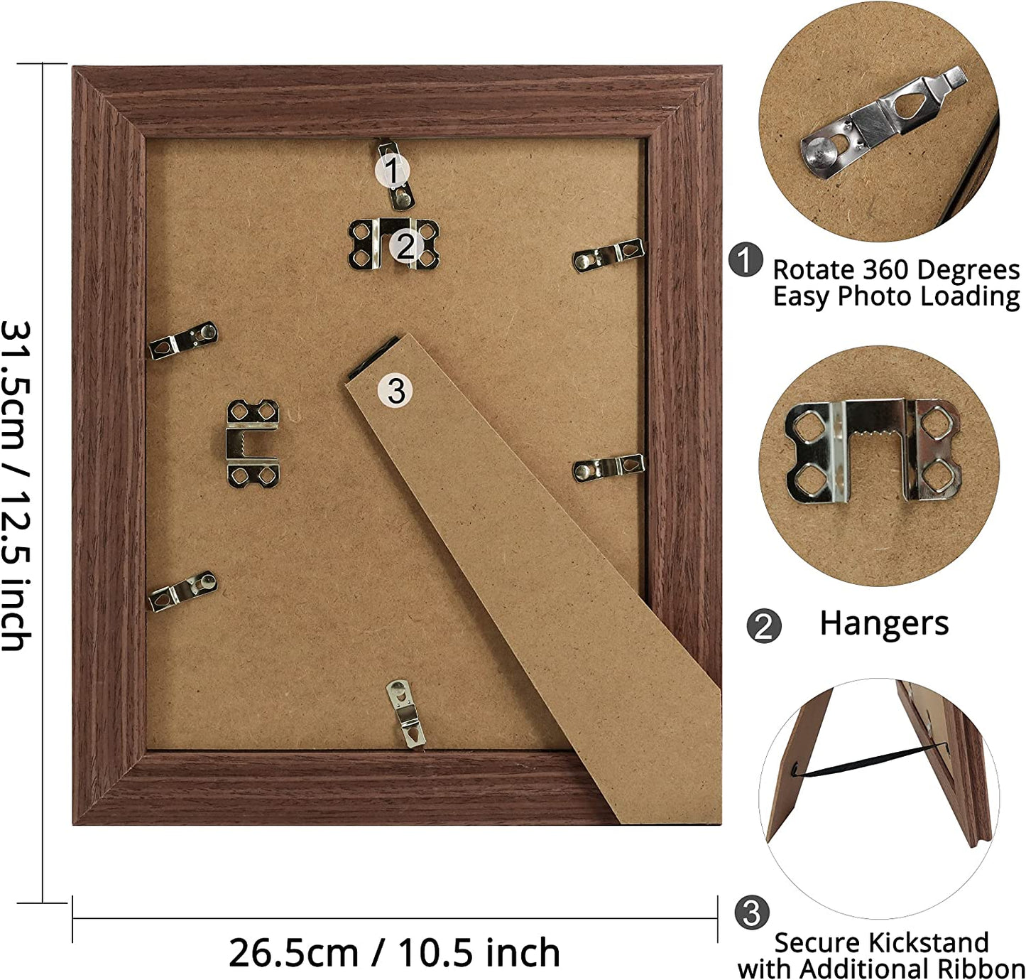 Wood Photo Frames with Real Glass for 8"×10" Pack of 2 - 3 Colors Available