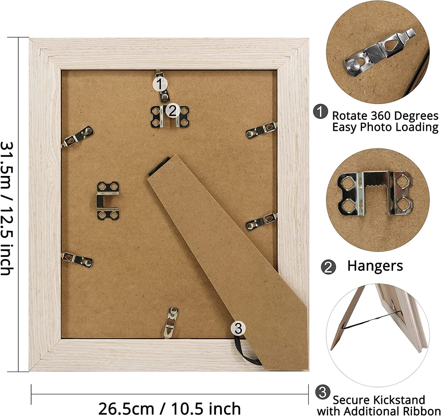 Wood Photo Frames with Real Glass for 8"×10" Pack of 2 - 3 Colors Available