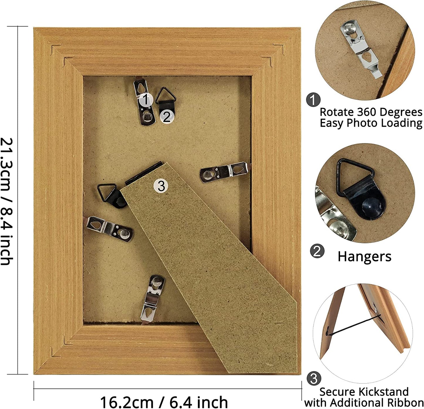 Wood Photo Frames with Real Glass for 4"×6" Pack of 2 - 3 Colors Available