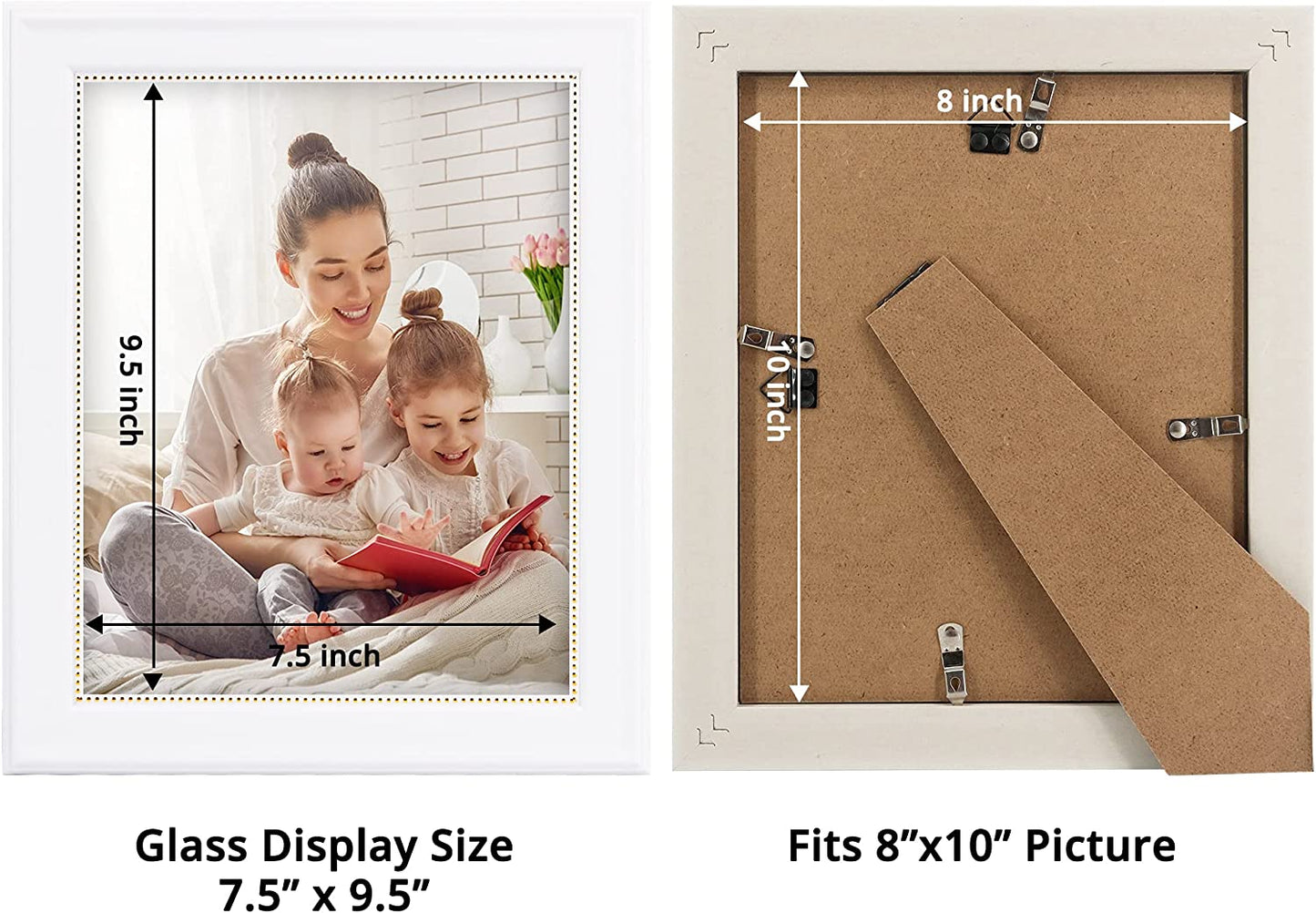 White Picture Frame Photo Display with Gold Beading pack of 2 - 3 Sizes Available