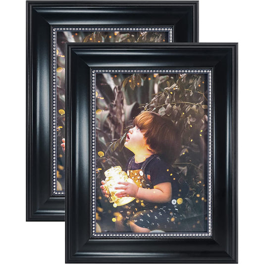 Black Picture Frame Photo Display with Silver Beading pack of 2 - 3 Sizes Available