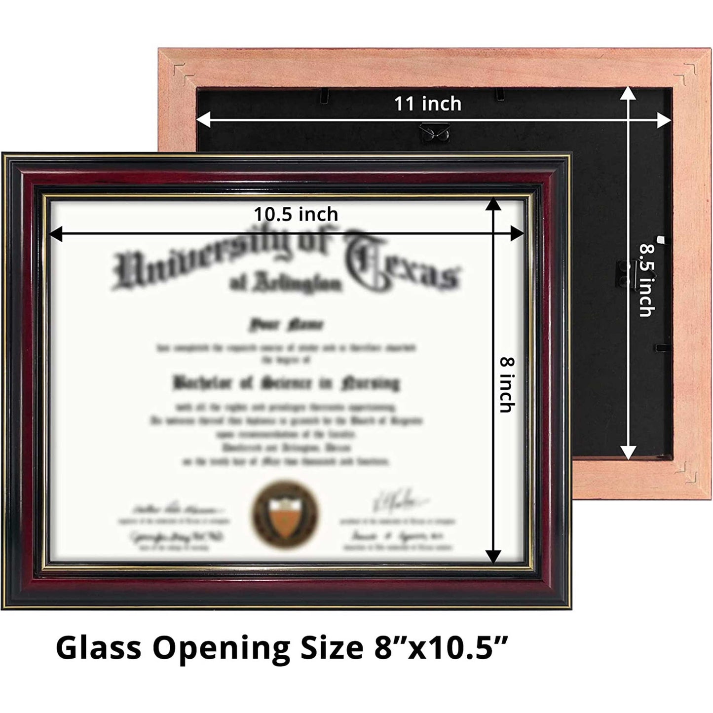 Certificate Document Diploma Real Wood Frame for 8.5" x 11" - 3 Colors Available