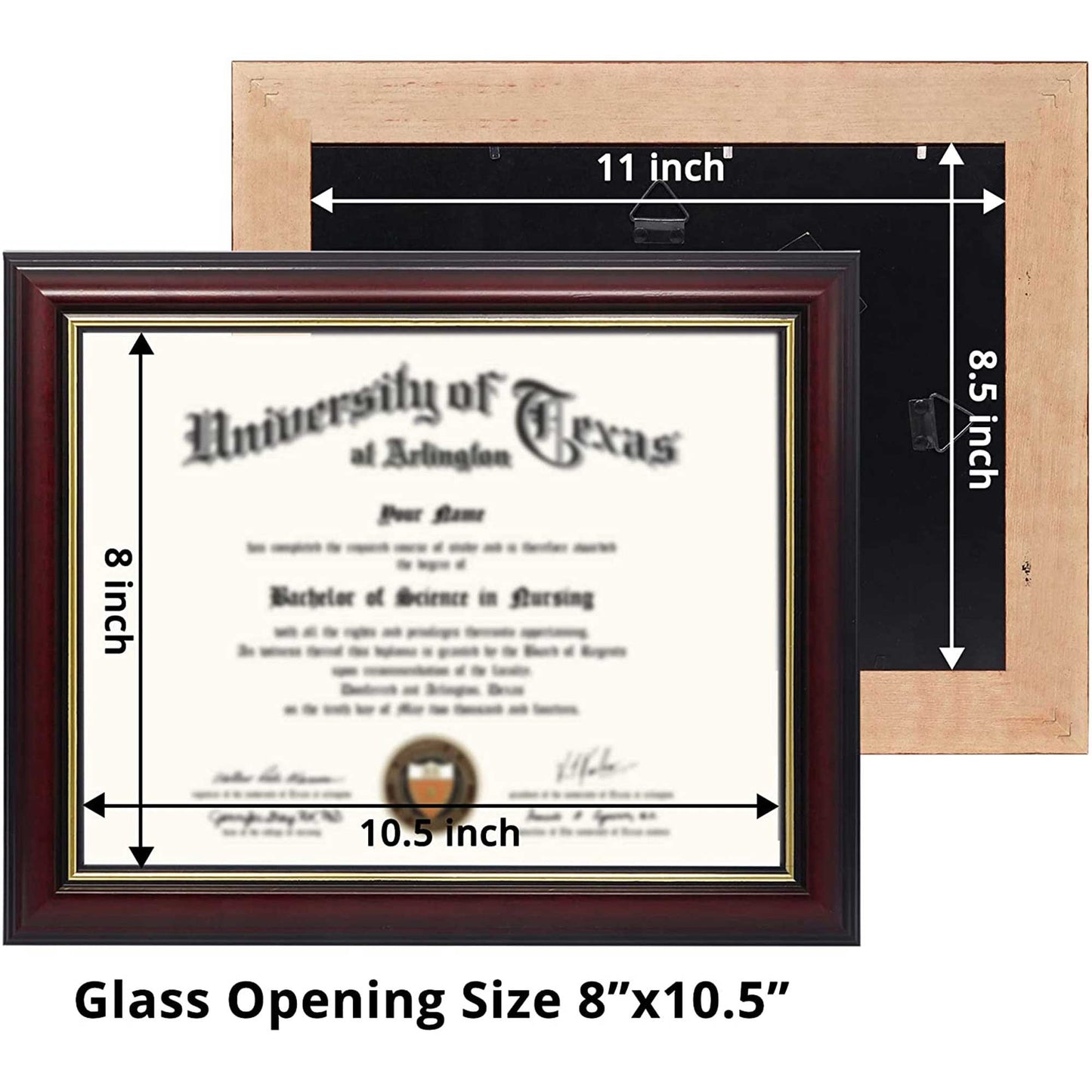 Certificate Document Diploma Real Wood Frame for 8.5" x 11" - 3 Colors Available