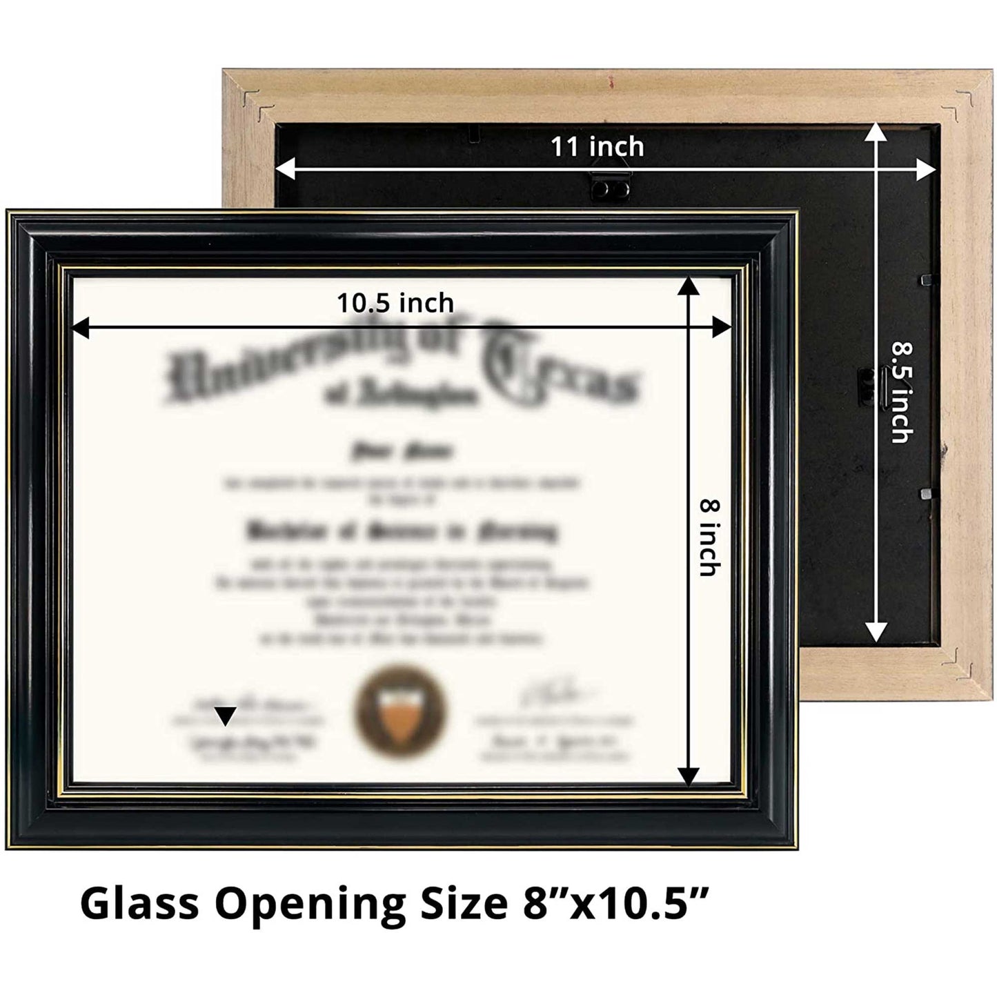 Certificate Document Diploma Real Wood Frame for 8.5" x 11" - 3 Colors Available