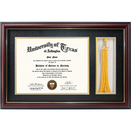 Certificate Document Diploma Real Wood Frame with Tassel Holder for 8.5" x 11" - 2 Colors Available