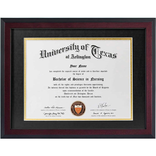 Certificate Document Diploma Solid Wood Frame with Mat for 8.5" x 11"