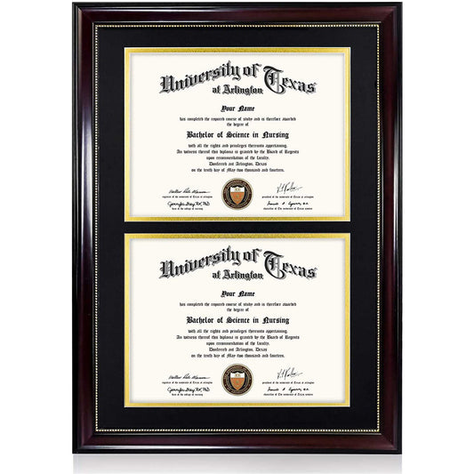 Double Certificate Document Diploma Recycled Polystyrene Frame for 8.5" x 11" - 4 Colors Available