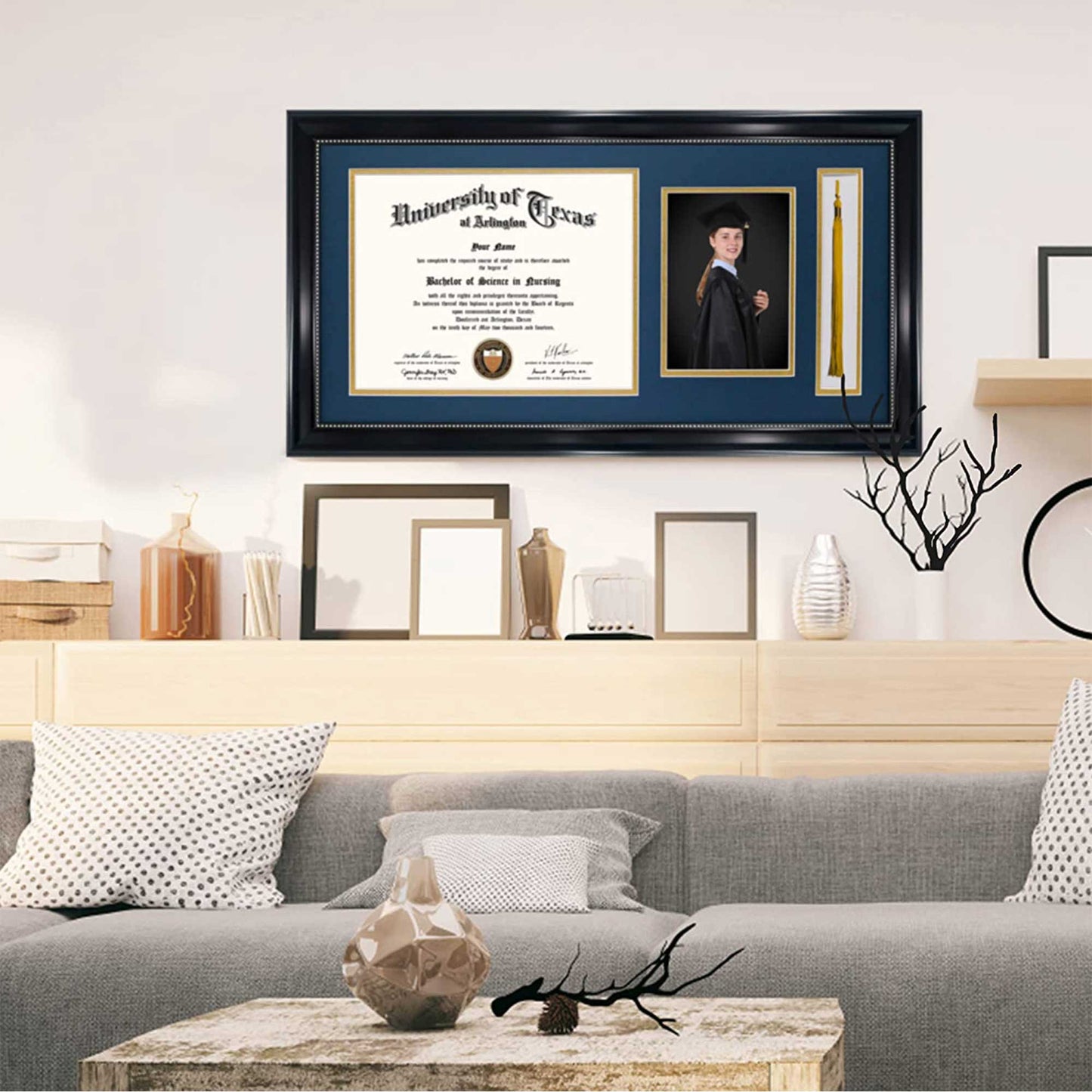 Certificate Document Diploma Picture Recycled Polystyrene Frame with Tassel Holder for 8.5" x 11" - 4 Colors Available