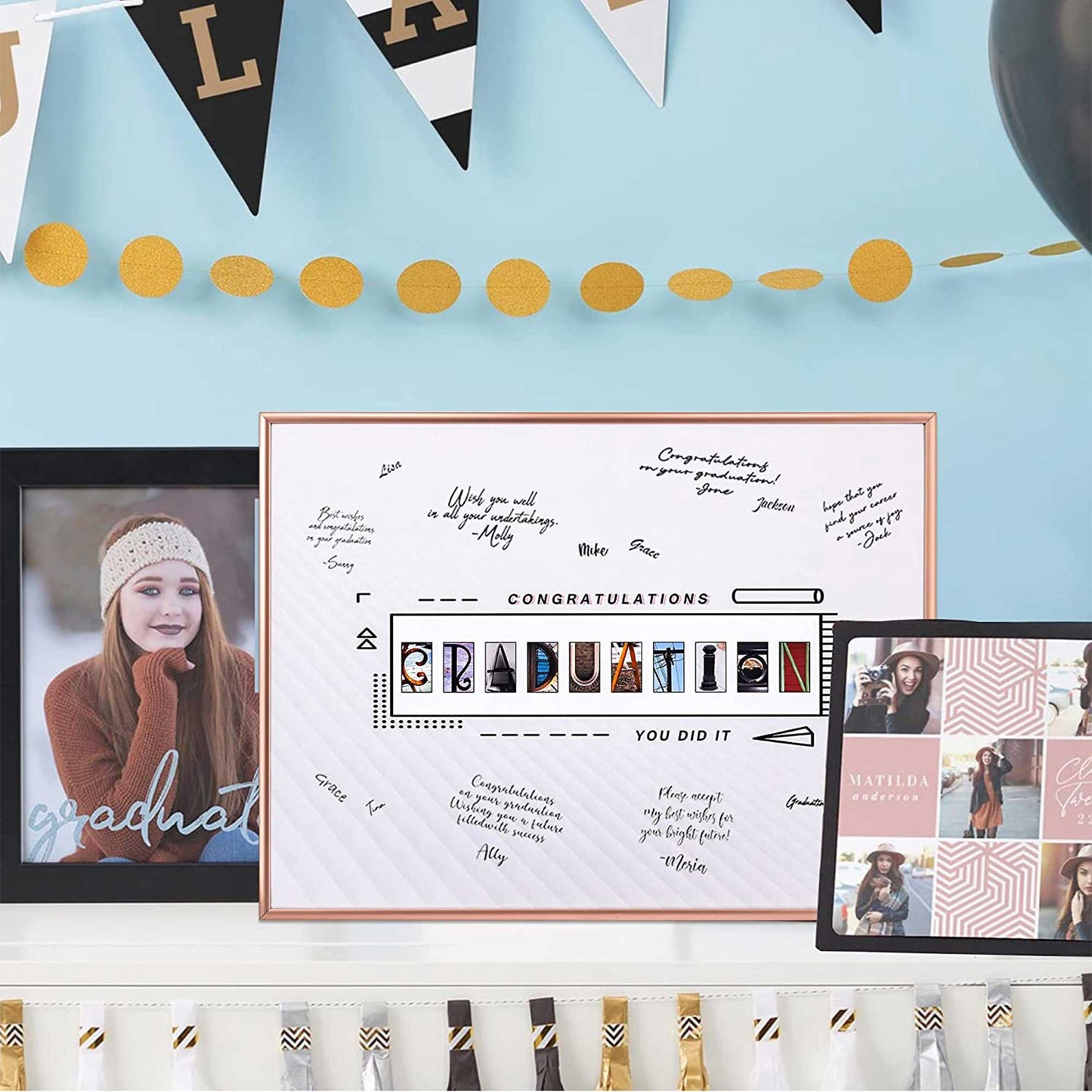 Graduation Congrats Grad Party Supplies Decorations Signature Board 12×16 – 2 Colors Available