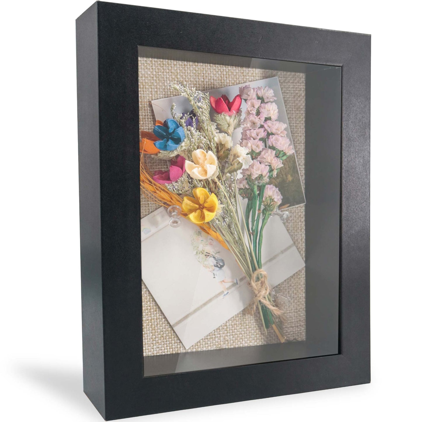 Shadow Box Frame Wood Display Case with Linen Back in 6 Sizes
