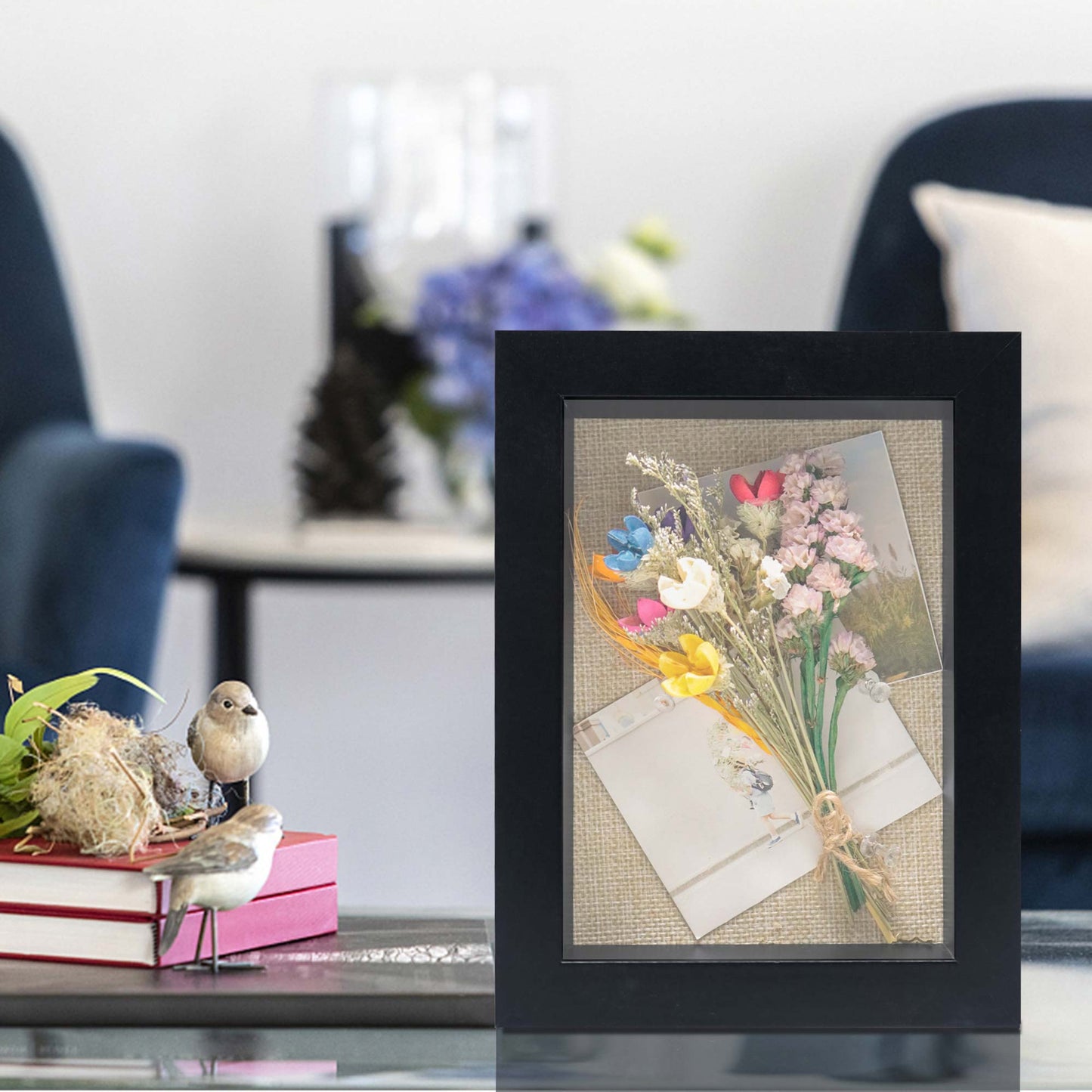 Shadow Box Frame Wood Display Case with Linen Back in 6 Sizes