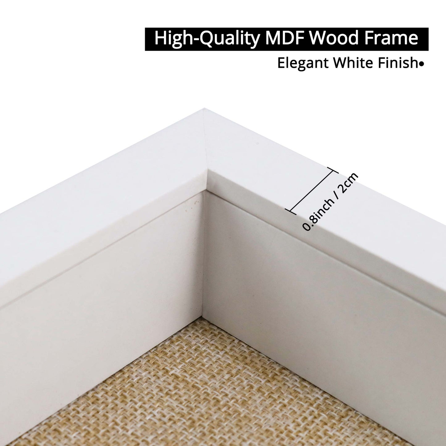 White Shadow Box Frame Wood Display Case with Linen Back in 3 Sizes