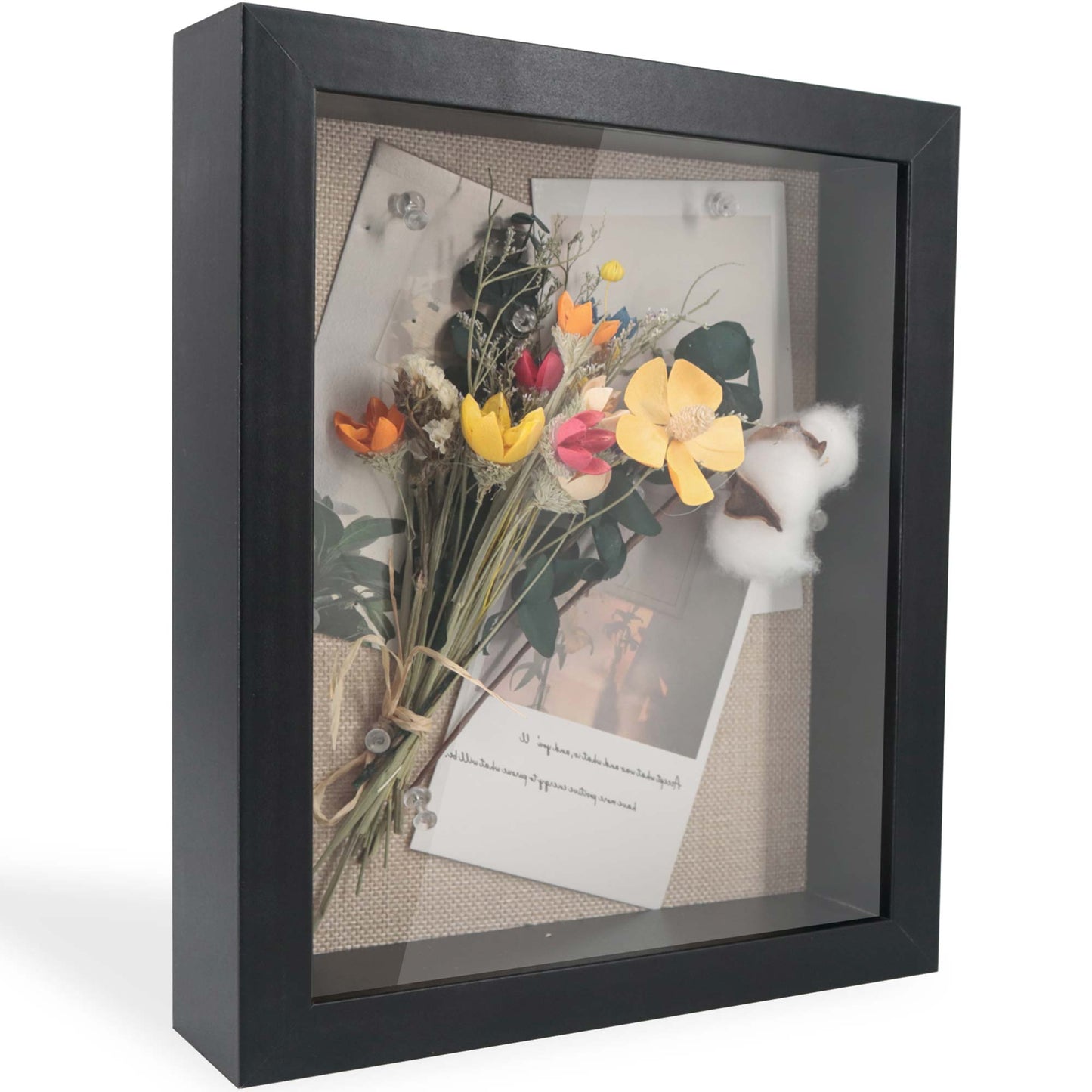 Shadow Box Frame Wood Display Case with Linen Back in 6 Sizes