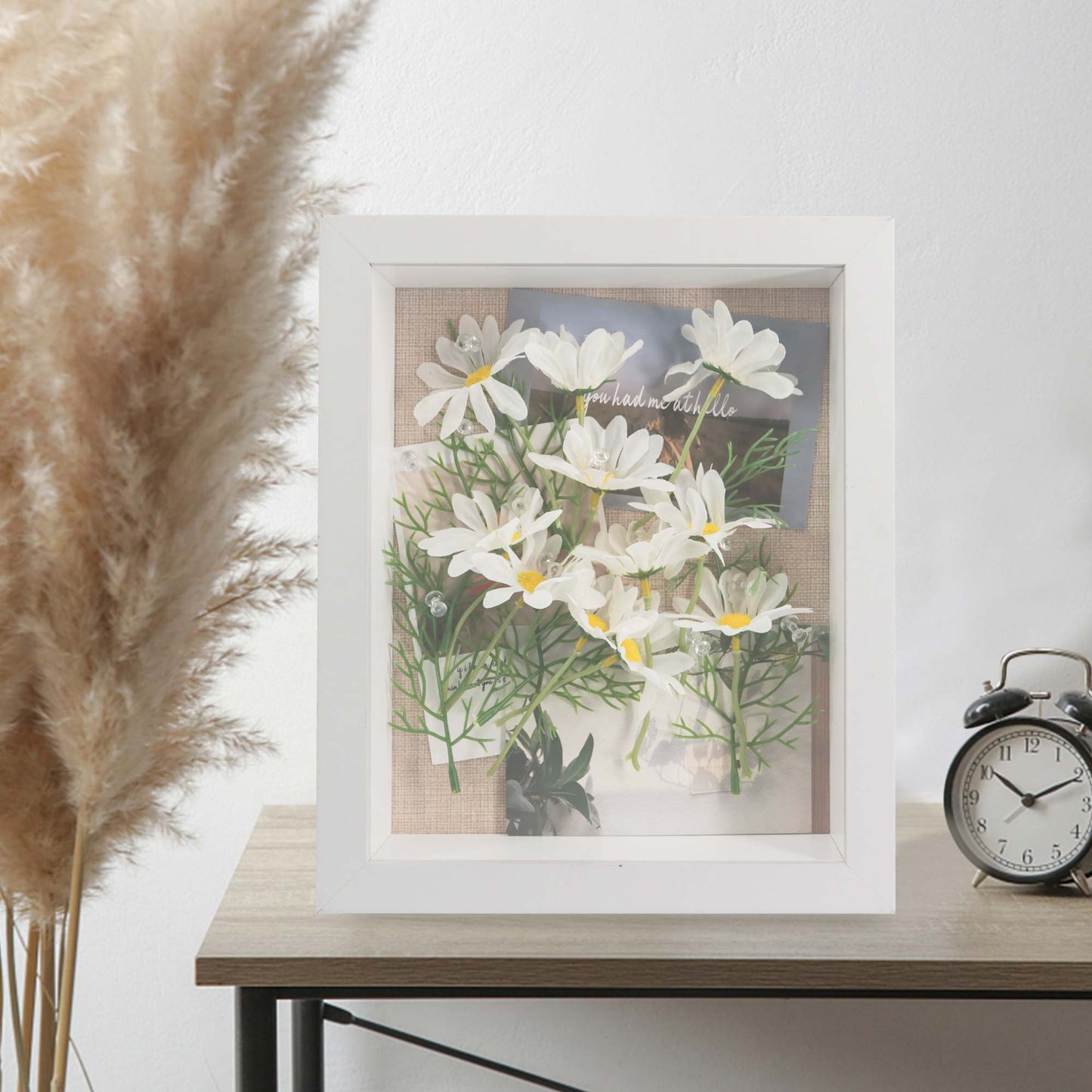 White Shadow Box Frame Wood Display Case with Linen Back in 3 Sizes
