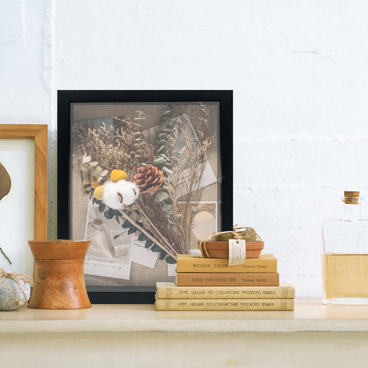 Shadow Box Frame Wood Display Case with Linen Back in 6 Sizes