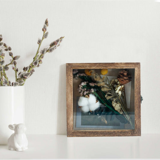 Carbonized Black Shadow Box Frame Real Glass Window Door with Hinge - 5 Sizes Available