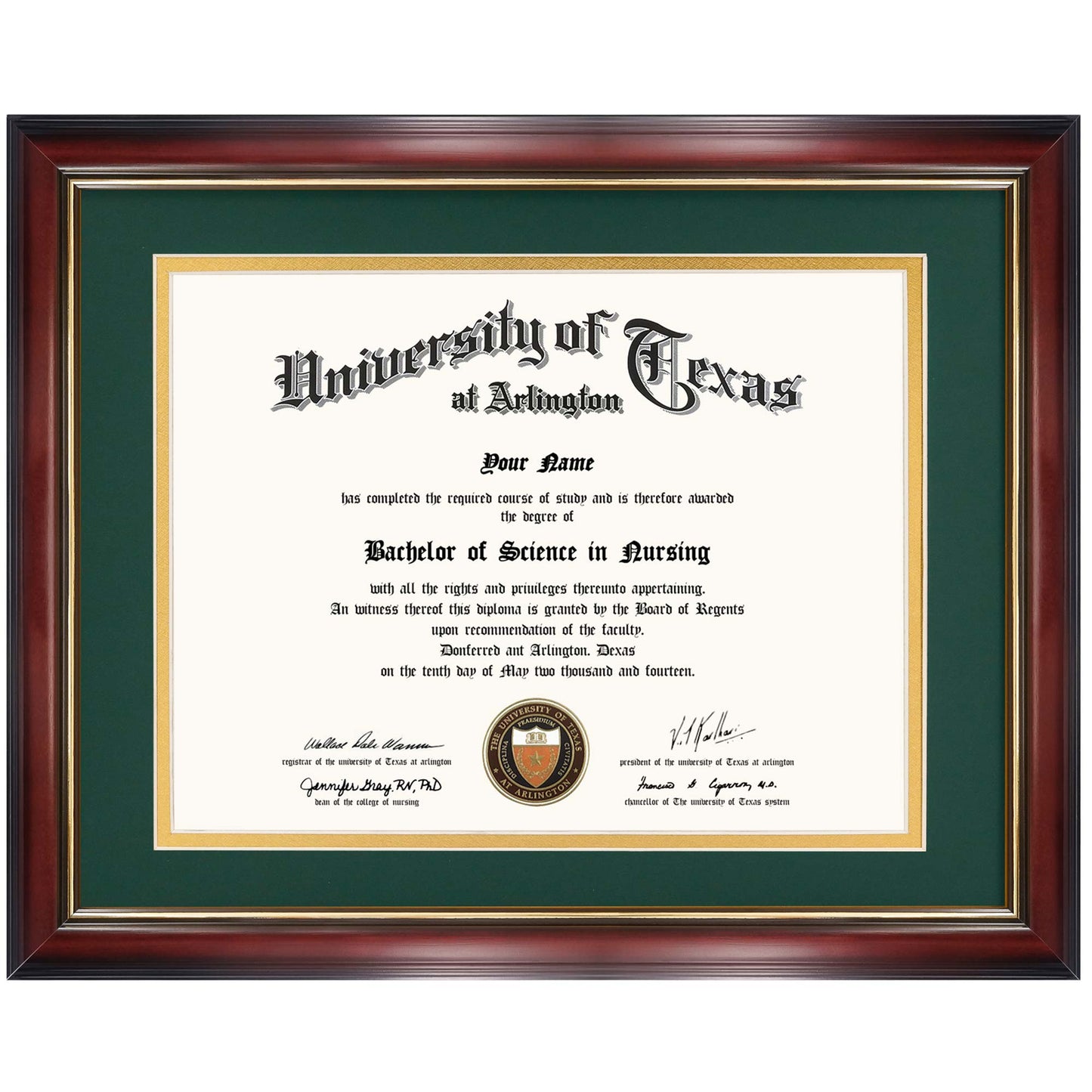 Certificate Document Diploma Real Wood Frame with Mat for 8.5" x 11" - 13 Colors Available