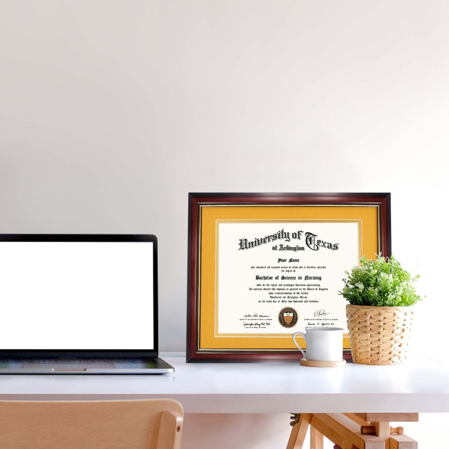 Certificate Document Diploma Real Wood Frame with Mat for 8.5" x 11" - 13 Colors Available